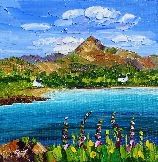 'Foxgloves Brodick Bay, Arran' by artist Sheila Fowler